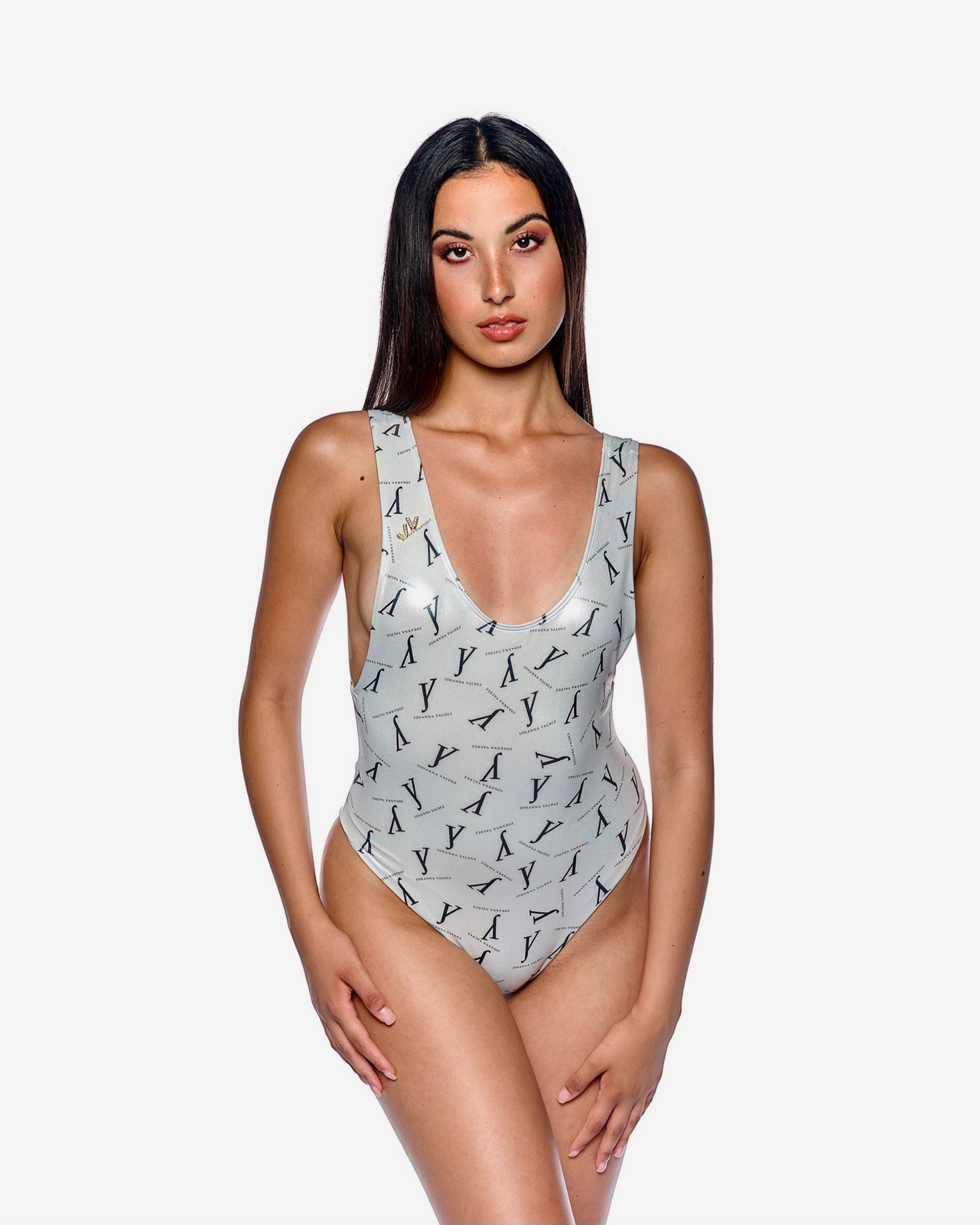 "Elisa" - white one-piece swimsuit with logo