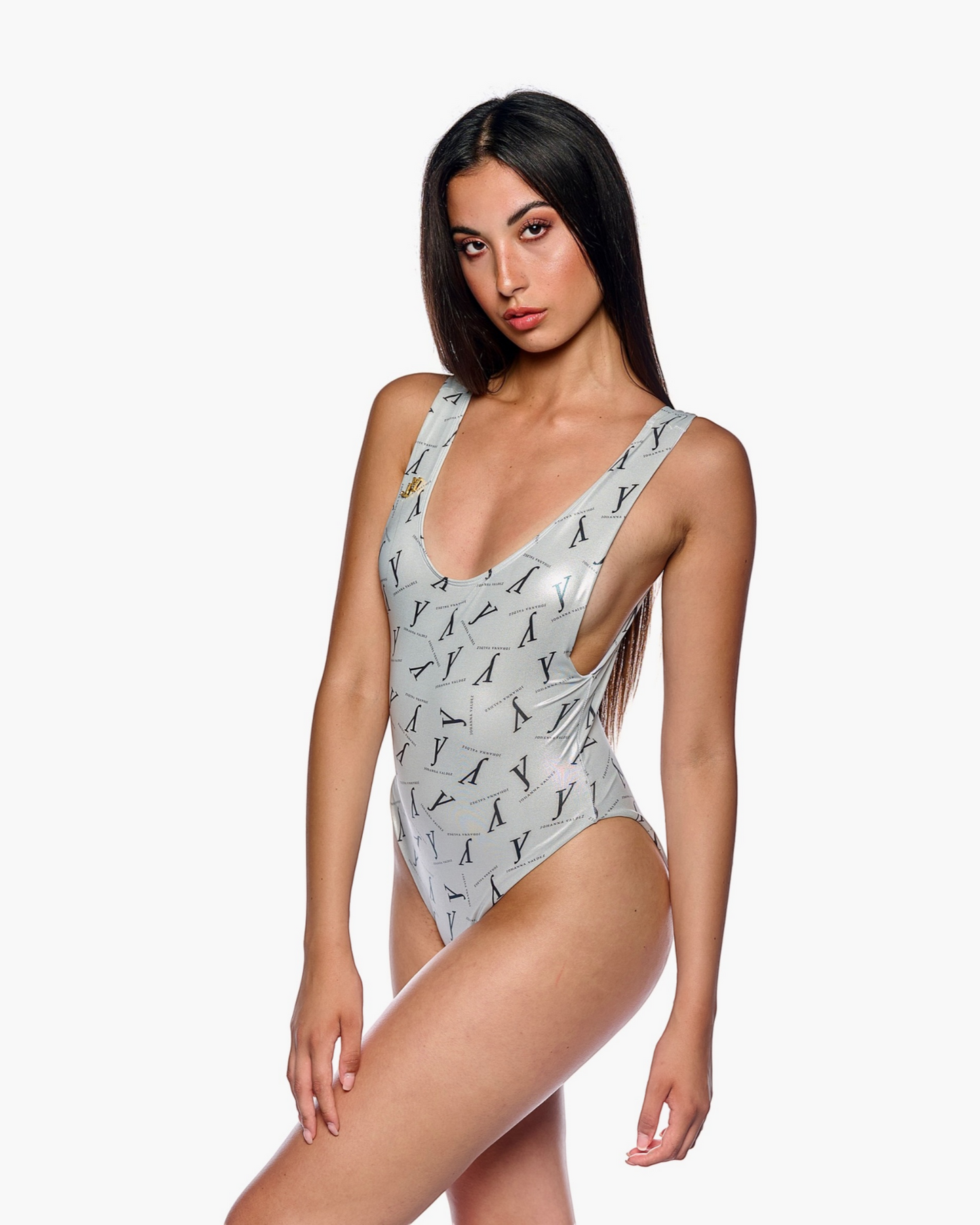 "Elisa" - white one-piece swimsuit with logo