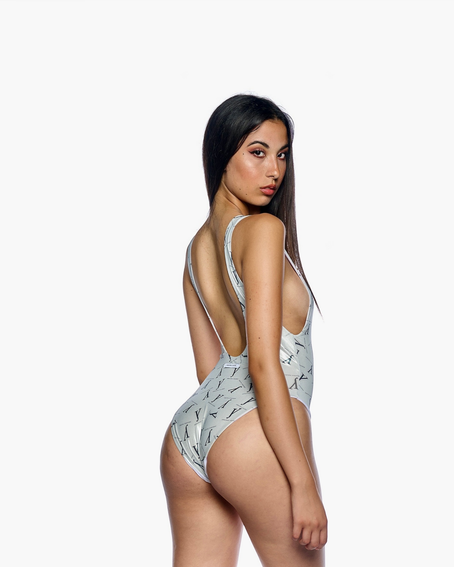 "Elisa" - white one-piece swimsuit with logo